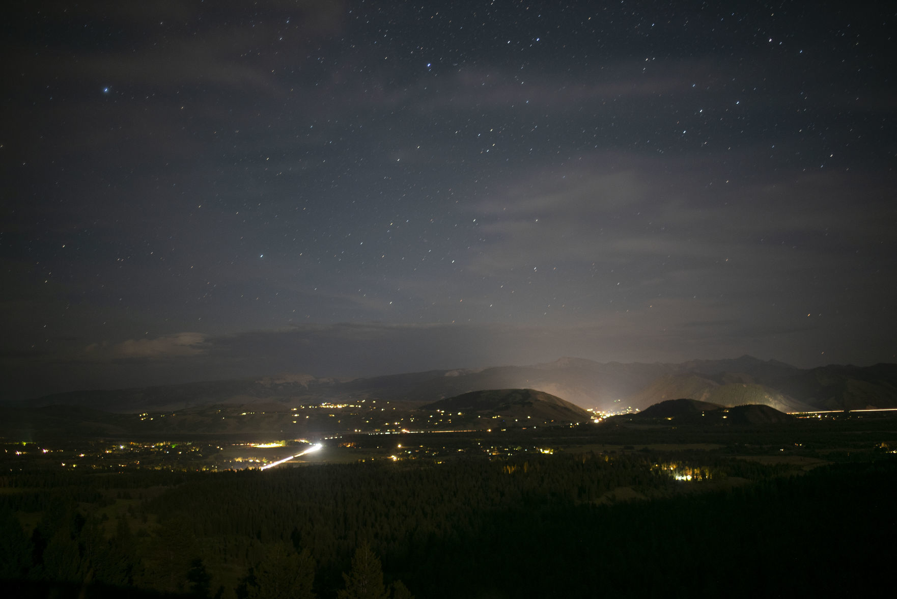 Jackson Hole at night, from Teton Pass